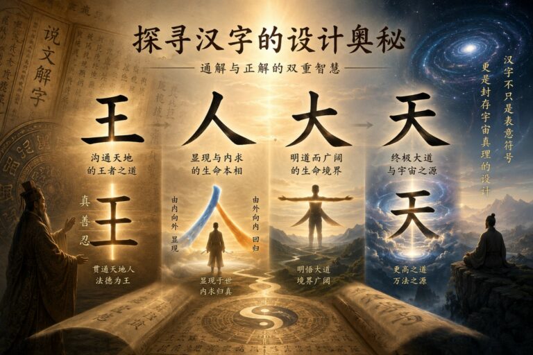 探寻汉字设计奥秘：独体字【王】【人】【大】【天】的通解与正解